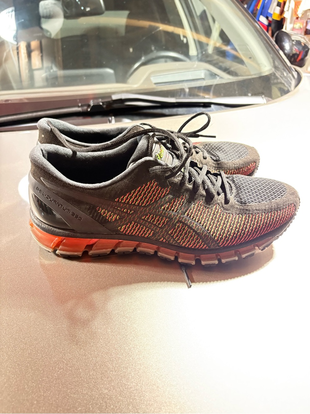 Asics Black and Red Men's Athletic Running Shoes
